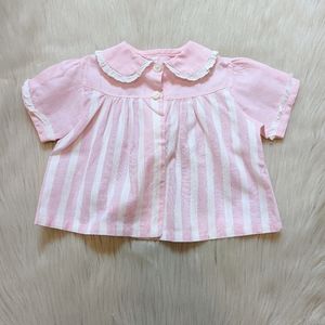 Vintage baby girl pink and white striped button down top size 0-3
